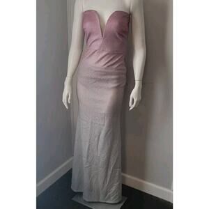 Bump Biddy Maternity Formal Dress Gown Womans Sz. S Fades Pink to Silver New